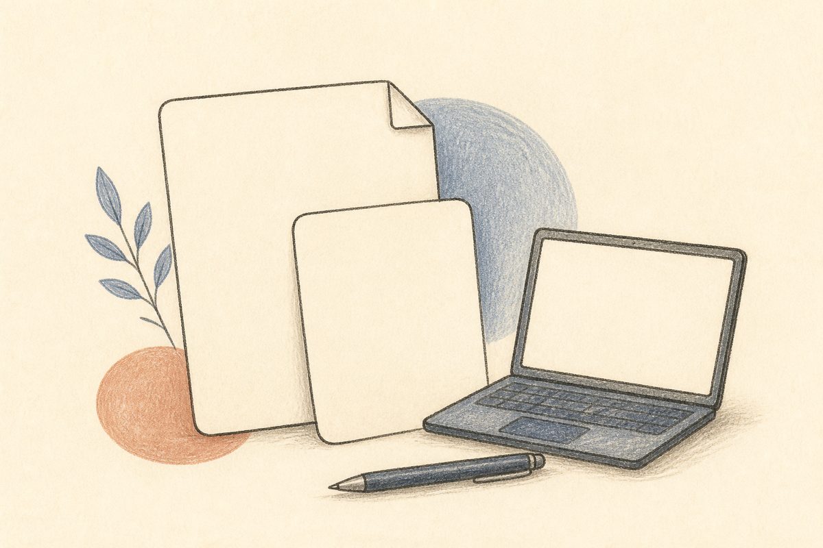 請求書類とノートパソコンのイラスト